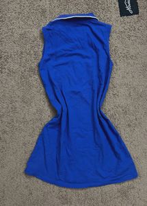 Blue Sleeveless Polo Dress with Accent