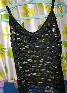 Black Stone Beaded Fancy Top For Party Wear