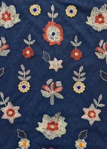 Navy Floral Embroidered Top