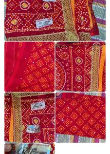 Beautiful Red Bandhani Saree