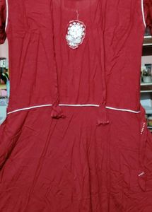 Elegant Maroon Embroidered Dress
