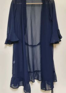 Sheer Navy Blue Kimono Robe
