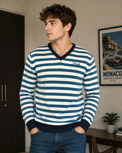 Wrangler Men's Striped V-Neck Sweater