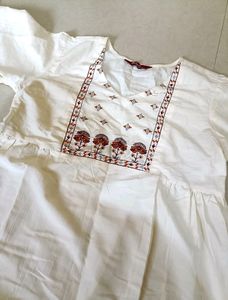 White Embroidered Babydoll Dress