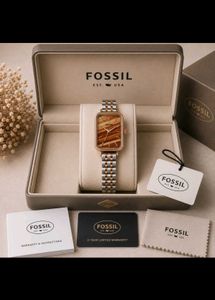 Fossil Rectangular Green Dial Watch