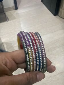 Colorful Rhinestone Bangles Set