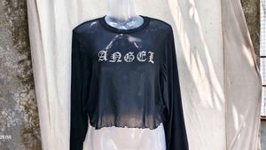 56209. Sheer "Angel" Crop Top