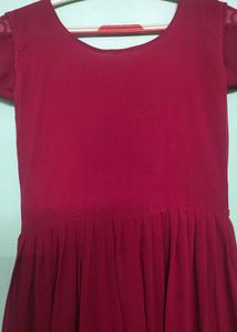 Elegant Maroon Embroidered Gown with Dupatta