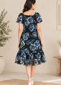 Elegant Floral Print Midi Dress