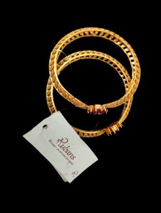 Gold-plated Bangles with Floral Design