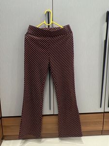 M&S Stylish Maroon Geometric Pattern Pants