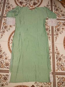 Elegant Light Green Cotton Embroidered Suit Set