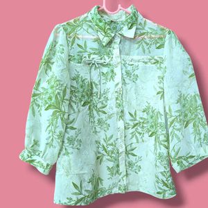 Sage garden sheer top