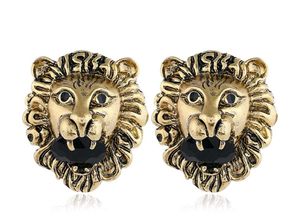 Gold Lion Head Stud Earrings