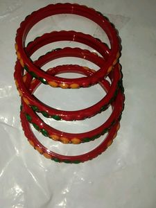 Glass (Red,Green,Yellow) Stones Stud Bangles