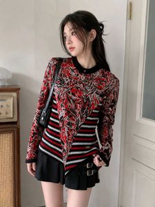 Stylish Red & Black Striped Knit Top