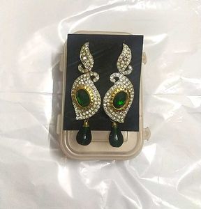 Golden Silver Diamond Earrings