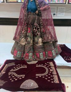 Embroidered Velvet Lehenga Choli