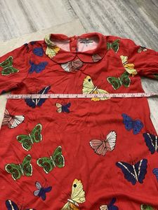 Charming Red Butterfly Print Dress