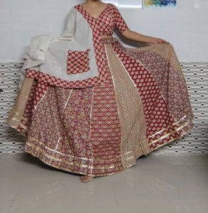 Maroon &amp; Beige khadi Navratri Choli Set