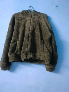 Olive Green Fuzzy Hoodie