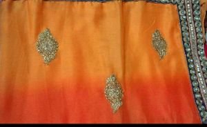 Orange Embroidered Saree