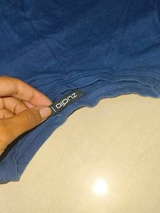 Blue Knotted Cropped T-shirt