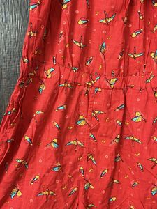 Red Printed Jumpsuit with Ruffles