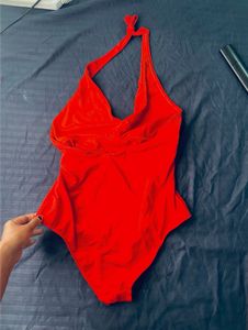 Chic Red Halter One-Piece Swimsuit