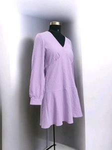 Lavender V-Neck Mini Dress