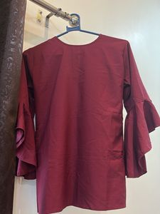 Maroon Bell Sleeve Top