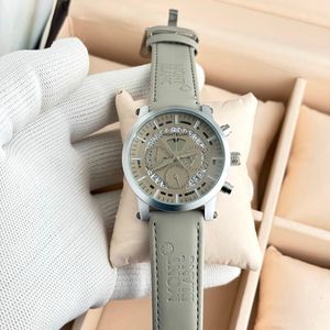 Stylish Mont Blanc Grey Leather Watch