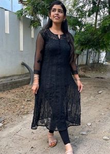 Chikankari Black Gown Dress With Inner.