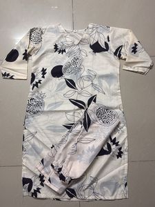 Cream Floral Print Kurta Set