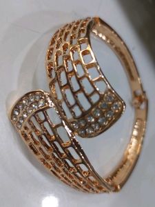 Gold Tone Rhinestone Cuff Bracelet