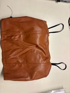 Faux Leather Spaghetti Strap Top