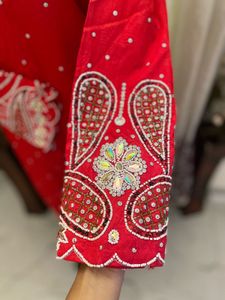Red  designer Embellished Kurta