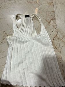 White Ribbed Tank Top