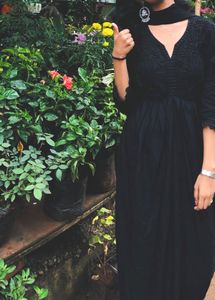🖤 Black Anarkali Kurti Set (with Pajama)