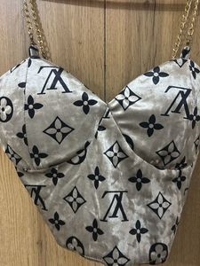 Velvet Chain Strap Corset Top