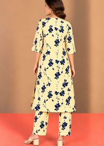 Yellow Floral Kurta Set with Pants