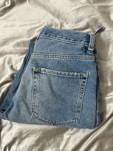 high waist Ripped Knee Denim Jeans
