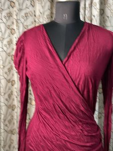 French Connection Maroon Wrap Style Top