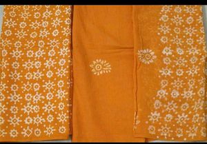 Vibrant Orange wax Batik Dress Material