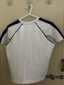 Track Star White Lace Trim T-Shirt