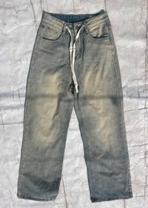 Washed Denim Jeans with Drawstring (UNISEX)