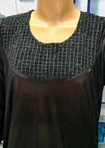 Elegant Black Burqa Jersi Stone Embroidery Design