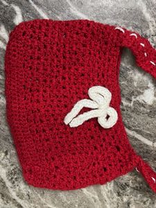 crochet red bow bag