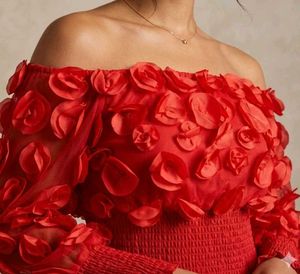 Stunning Off-Shoulder Red Floral Top