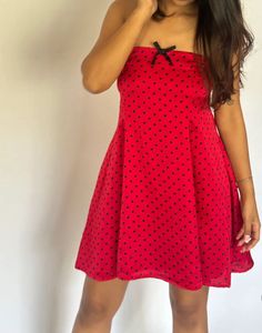 Cute Red Polka Dot Mini Dress